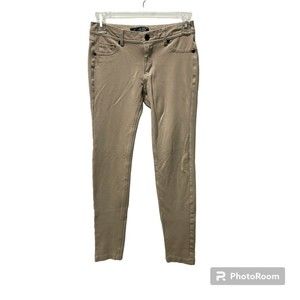 Active USA Designed in LA Khaki Stretch Pants Zip Button Flat Front-Size Small